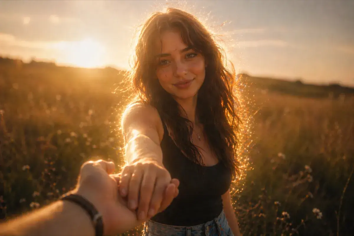 Woman smiling in warm sunlight